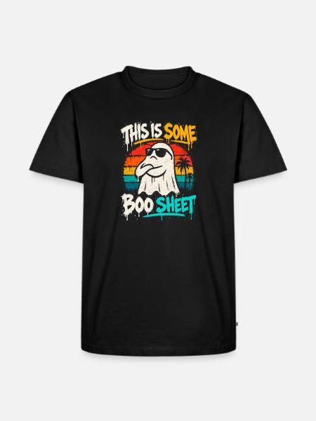 Boo Sheet Geist mit Sonnenbrille - Männer Premium Bio T-Shirt - Schwarz