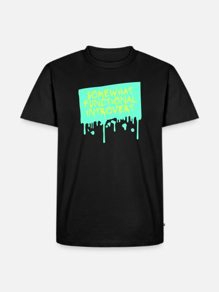 Somewhat Functional Introvert Spruch Logo Text - Männer Premium Bio T-Shirt - Schwarz