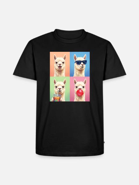 Alpakas Alpaka - Männer Premium Bio T-Shirt - Schwarz