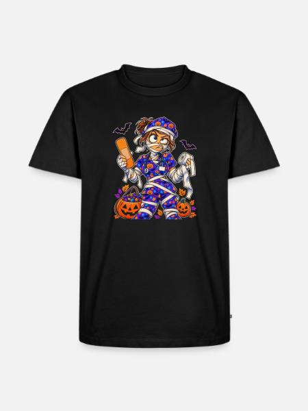 Halloween-Mumie Medizinerin - Männer Premium Bio T-Shirt - Schwarz