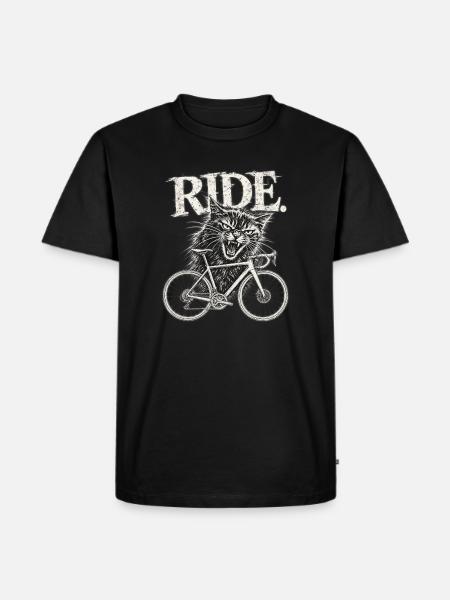 Wütende Katze auf Rennrad  - Männer Premium Bio T-Shirt - Schwarz