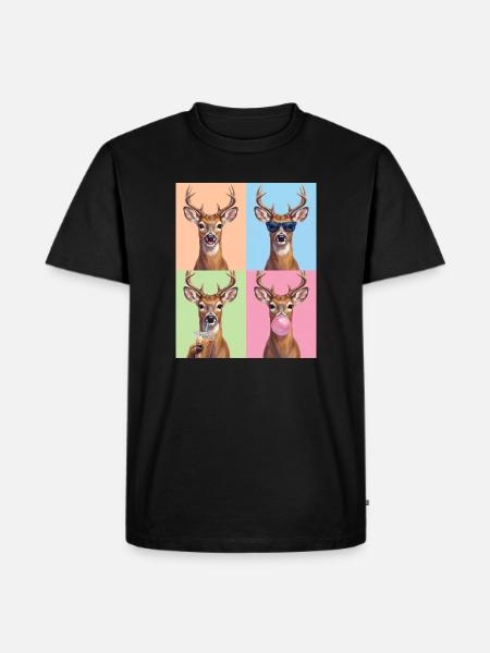 Rehe Reh - Männer Premium Bio T-Shirt - Schwarz