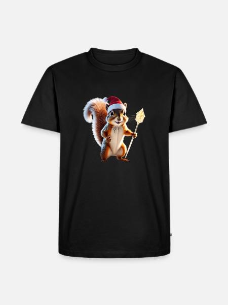 Magisches Weihnachts Eichhörnchen, Hüter des Wades - Männer Premium Bio T-Shirt - Schwarz
