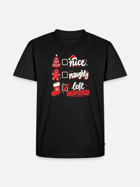 Links unbeaufsichtigt – Nett oder frech - Männer Premium Bio T-Shirt - Schwarz