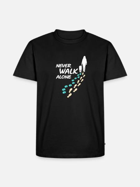 Never Walk Alone Pfotenspuren - Männer Premium Bio T-Shirt - Schwarz