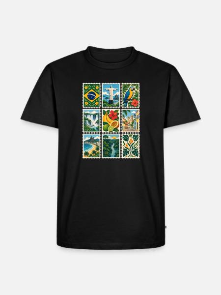Brasilien Briefmarken - Männer Premium Bio T-Shirt - Schwarz
