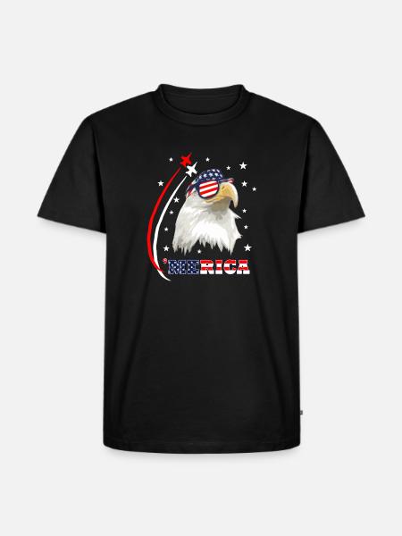 Merica Eagle - Männer Premium Bio T-Shirt - Schwarz