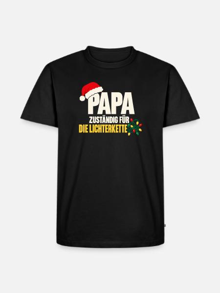 Papa - zuständig für die Lichterkette - Männer Premium Bio T-Shirt - Schwarz