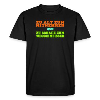 alt_aber_schade_3 - Men's Premium Organic T-Shirt - black - Front - Nico (187cm)