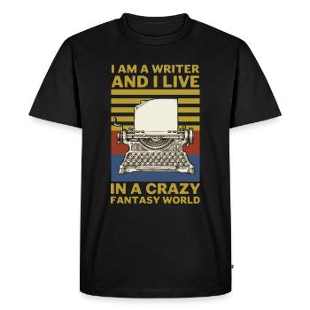 Je suis écrivain et je vis dans un - T-shirt Premium bio Homme - noir - Devant - Nico (187cm)