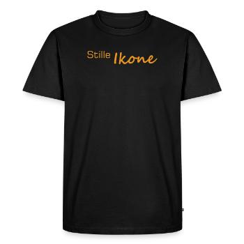 Police d’icône silencieuse en orange - T-shirt Premium bio Homme - noir - Devant - Nico (187cm)
