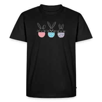 Easter, Cute Easter Bunnies Easter Eggs Drawing - Men's Premium Organic T-Shirt - black - Front - Nico (187cm)