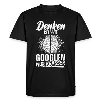 Penser, c’est comme chercher sur Google seulement des informations cérébrales grossières. - T-shirt Premium bio Homme - noir - Devant - Nico (187cm)