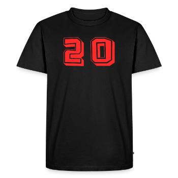 20. 20 YEARS. 20th ANNIVERSARY. 20TH ANNIVERSARY. - Men's Premium Organic T-Shirt - black - Front - Nico (187cm)