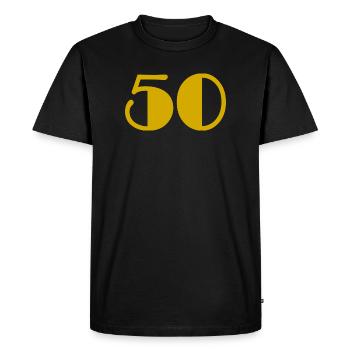 50. 50 ANS. 50e ANNIVERSAIRE. ANNIVERSAIRE 50 ANS. - T-shirt Premium bio Homme - noir - Devant - Nico (187cm)