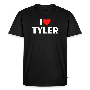 I love Tyler Red Heart Romantic Name Fan - Men's Premium Organic T-Shirt - black - Front - Nico (187cm)