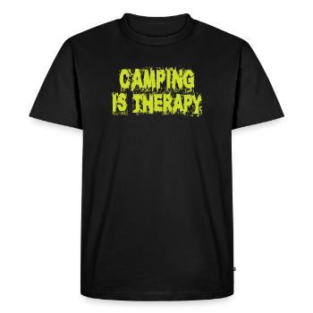 Le camping est une thérapie - T-shirt Premium bio Homme - noir - Devant - Nico (187cm)