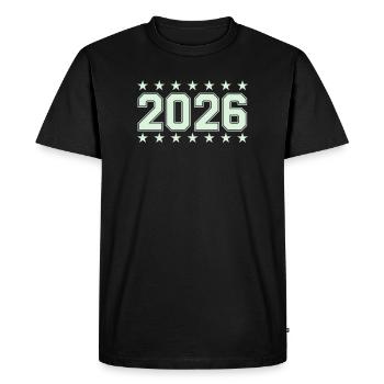 2026 Retro Block Font with Stars - Men's Premium Organic T-Shirt - black - Front - Nico (187cm)
