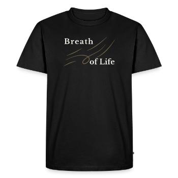 Breath of Life Christian Design – Gen 2:7 - Men's Premium Organic T-Shirt - black - Front - Nico (187cm)