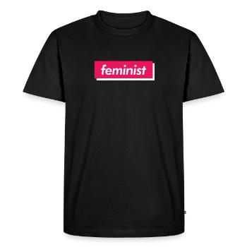 féministe - T-shirt Premium bio Homme - noir - Devant - Nico (187cm)