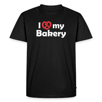 bretzel bretzel boulangerie boulangerie symbole boulanger Logo - T-shirt Premium bio Homme - noir - Devant - Nico (187cm)