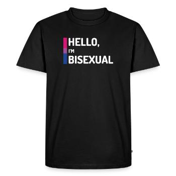 Bonjour, je suis bisexuel - T-shirt Premium bio Homme - noir - Devant - Nico (187cm)