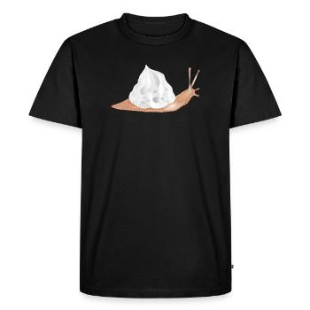 Snail with cream hood as snail shell - Men's Premium Organic T-Shirt - black - Front - Nico (187cm)