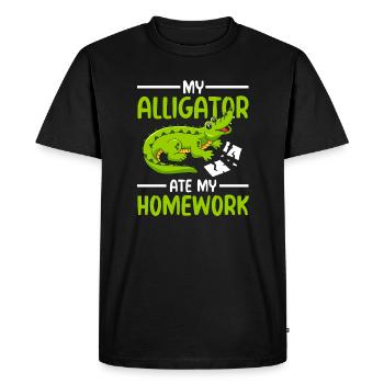 Mon alligator a mangé mes devoirs - T-shirt Premium bio Homme - noir - Devant - Nico (187cm)
