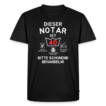 This notary is 40 years old. - Men's Premium Organic T-Shirt - black - Front - Nico (187cm)