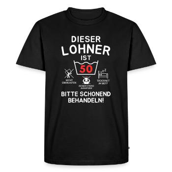 This wage-earner is 50. Treat gently - Men's Premium Organic T-Shirt - black - Front - Nico (187cm)