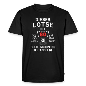 This pilot is 80. Treat gently - Men's Premium Organic T-Shirt - black - Front - Nico (187cm)
