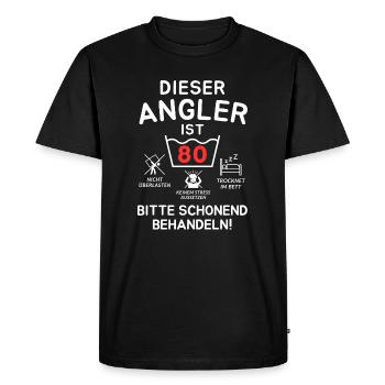 This angler is 80 years old. - Men's Premium Organic T-Shirt - black - Front - Nico (187cm)