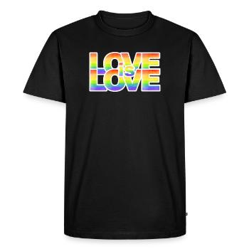 Lettrage d’amour arc-en-ciel - T-shirt Premium bio Homme - noir - Devant - Nico (187cm)