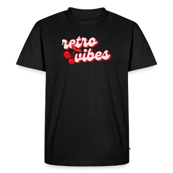 Ambiance rétro avec des cerises – Rouge et ludique - T-shirt Premium bio Homme - noir - Devant - Nico (187cm)