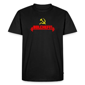 Bolshefit: Red Hammer Gym Tee - Men's Premium Organic T-Shirt - black - Front - Nico (187cm)