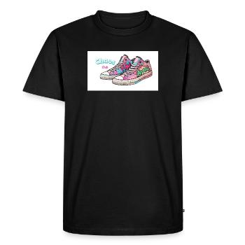 Colorful sneakers with comic design - Men's Premium Organic T-Shirt - black - Front - Nico (187cm)