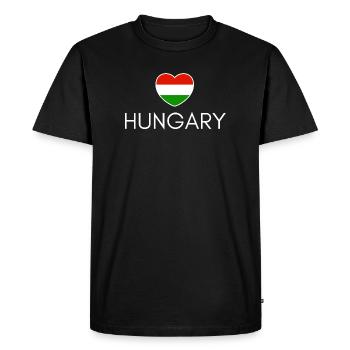 Heart with Hungarian flag, Hungarian pride - Men's Premium Organic T-Shirt - black - Front - Nico (187cm)