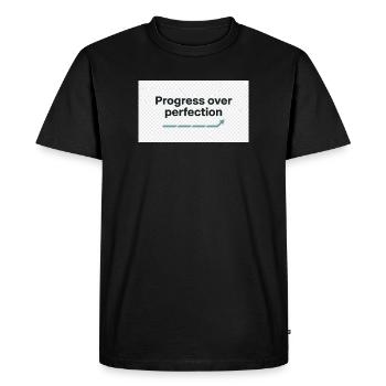 Typography_design_text_progress_over_perfectio - T-shirt Premium bio Homme - noir - Devant - Nico (187cm)
