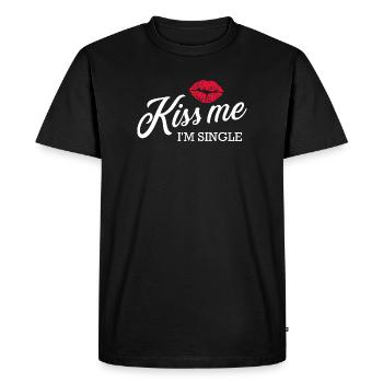 Embrasse-moi je suis célibataire Kiss Tee - T-shirt Premium bio Homme - noir - Devant - Nico (187cm)