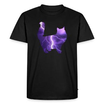 Chat chat flash lune étoiles cadeau - T-shirt Premium bio Homme - noir - Devant - Nico (187cm)