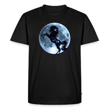 Unicorn, fullmoon, moon, fantasy, magic, space - Men's Premium Organic T-Shirt - black - Front - Nico (187cm)