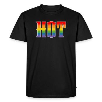 Rainbow text Hot LGBT lgbtqi queer - Men's Premium Organic T-Shirt - black - Front - Nico (187cm)