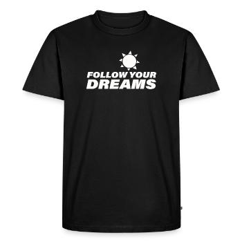 FOLLOW YOUR DREAMS - Men's Premium Organic T-Shirt - black - Front - Nico (187cm)