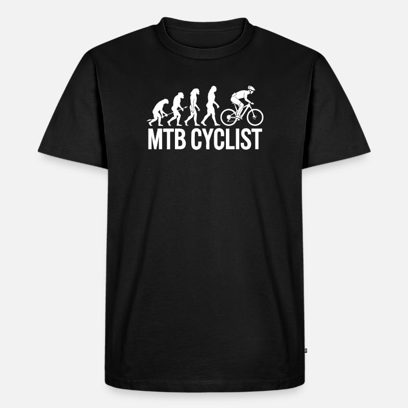 Evolution einer MTB-Radfahrer-Silhouette - Männer Premium Bio T-Shirt - Schwarz