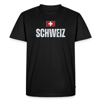 Drapeau suisse, patriote suisse - T-shirt Premium bio Homme - noir - Devant - Nico (187cm)