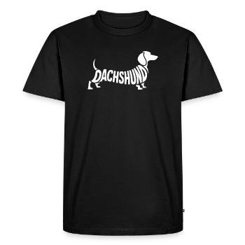 Lettrage de la silhouette du teckel - T-shirt Premium bio Homme - noir - Devant - Nico (187cm)