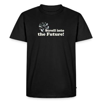 Scroll Into The Future – Retro Nerd Mouse Saying - Men's Premium Organic T-Shirt - black - Front - Nico (187cm)