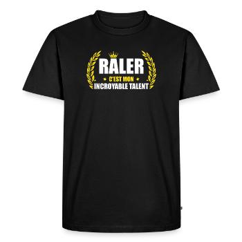 Râler c'est mon incroyable talent – humour râleur - T-shirt Premium bio Homme - noir - Devant - Nico (187cm)