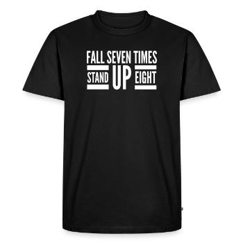 Fall Seven Stand Eight Quote White - T-shirt Premium bio Homme - noir - Devant - Nico (187cm)