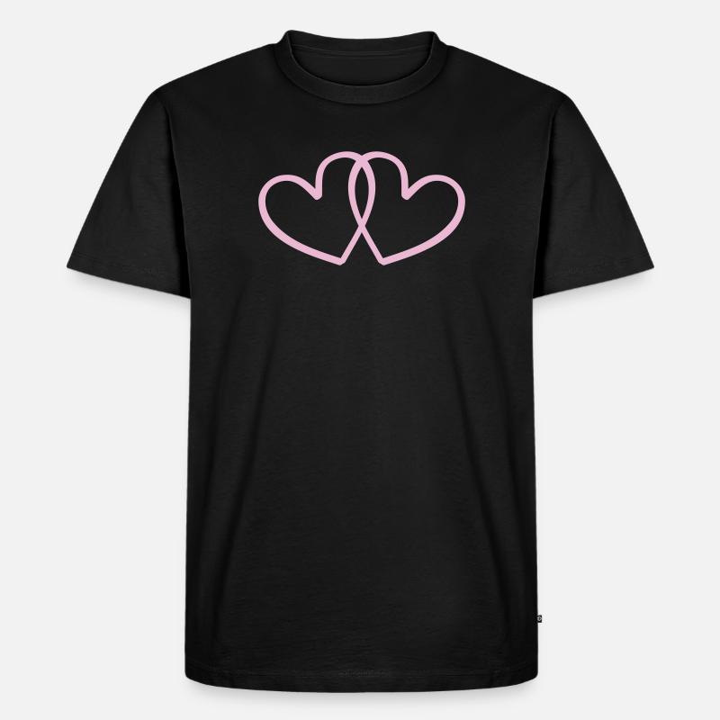 Verschlungene Herzen Linienkunst - Männer Premium Bio T-Shirt - Schwarz